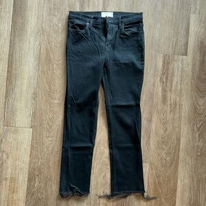 Black high waist straight leg cropped jeans